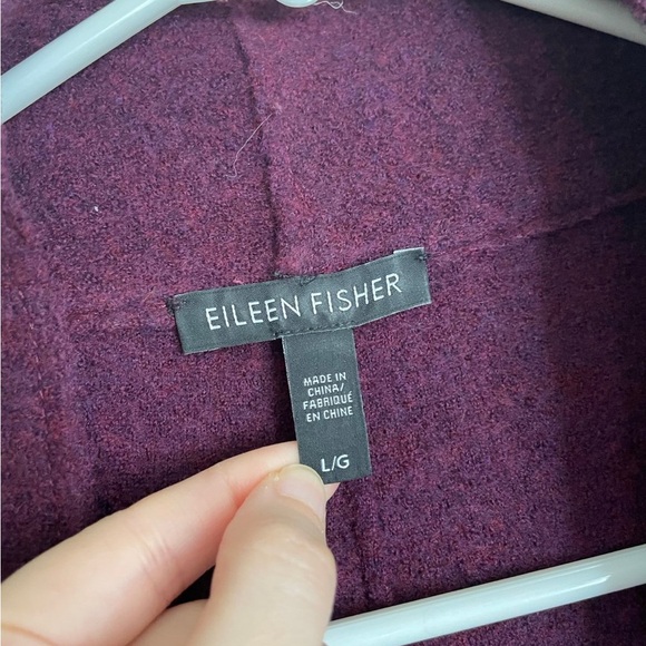 Eileen fisher 100% wool purple open cardigan women’s large - Picture 2 of 10